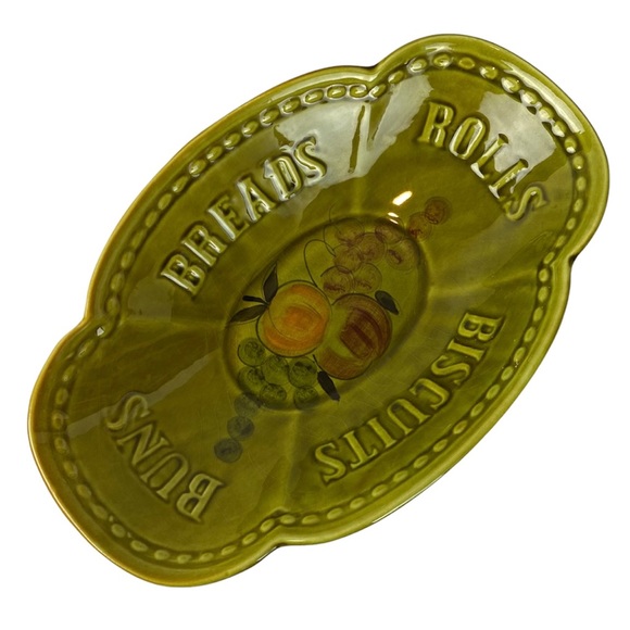 Mid Century Los Angeles Potteries Bread Bowl 1962 #51 Green 13.25” x 8.5” x 2.5” - Picture 10 of 10